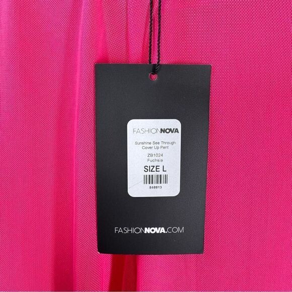 Fashion Nova Mesh Flounce Sunshine See Through Cover Up Pants in Fuchsia L NWT - Picture 13 of 13